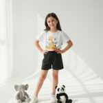 Cute Animal Print Graphic T-Shirt and Shorts Set For Kids