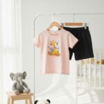 Cute Animal Print Graphic T-Shirt and Shorts Set For Kids - Image 5