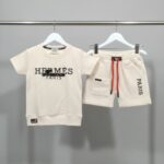 Premium Kids Cream Shorts Set – Minimal Print Tee & Comfort Shorts - Image 4