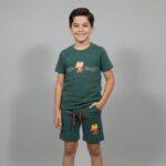 Kids Green Shorts Set – Hero Graphic T-Shirt & Matching Shorts