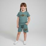 Green Shorts Set – Textured T-Shirt with Matching Shorts