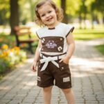 Girls Bear Patch Top & Shorts Set