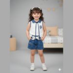 Elegant Sleeveless Top with Denim Shorts Set