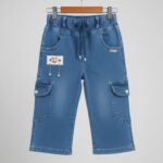 Girls Striped Shirt & Denim Cargo Pant Set - Image 3