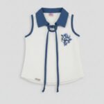 Elegant Sleeveless Top with Denim Shorts Set - Image 2