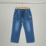 Girls Checked Top with Denim Pants Set - Image 3