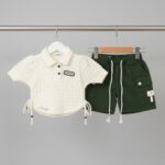 Girls Textured Polo Top & Utility Shorts Set - Image 4