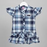 Girls Checked Top with Denim Pants Set - Image 2