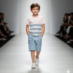 Casual Summer Shorts Set – Striped T-Shirt & Sky Blue Shorts